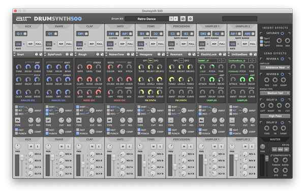 Драм-машина Drum Synth 500 предлагает 500 пресетов, сэмплов, грувов и множество наборов ударных  