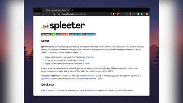 Deezer Spleeter — бесплатный инструмент с открытым исходным кодом для разделения аудио на стэмы  