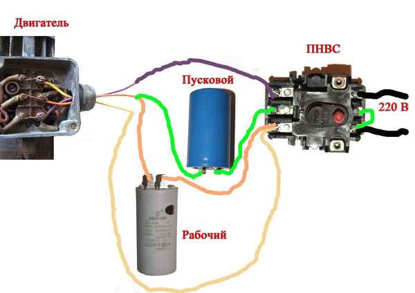 Подключение асинхронного двигателя через конденсатор